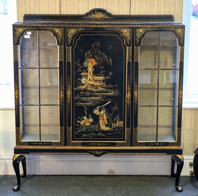 Lot 103 - A 1920's Japanned display cabinet, 123cm by...