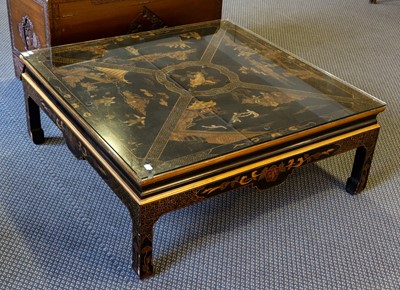 Lot 109 - An Oriental black and gilt coffee table (20th...
