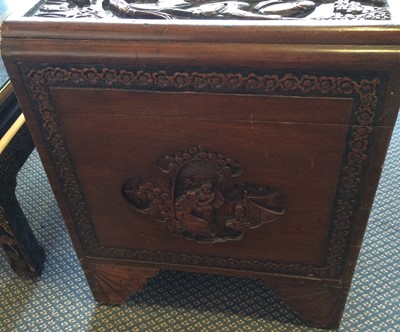 Lot 110 - A South East Asian carved camphorwood chest,...
