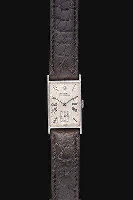 Lot 2245 - Eterna: A Stainless Steel Rectangular Wristwatch