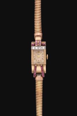 Lot 2259 - Ebel: A Lady's Diamond and Ruby Set Cocktail Wristwatch