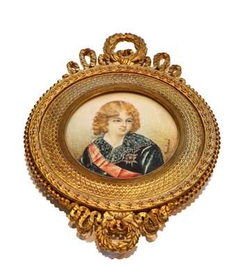 Lot 105 - A 19th century portrait miniature of a young...
