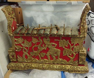 Lot 417 - A 20th century Gamelan with bronze keys and...