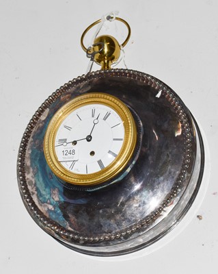 Lot 1248 - A silver plated striking wall clock, movement...