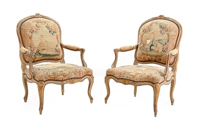 Lot 376 - A Pair of 19th Century Fauteuils, in Louis XV...