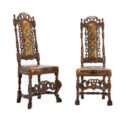Lot 230 - A Matched Pair of 17th Century Style High-Back...