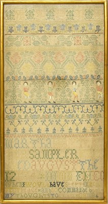 Lot 2148 - A Decorative Band Sampler Worked by Martha...