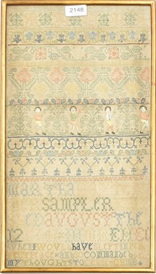 Lot 2110 - A Decorative Band Sampler Worked by Martha...