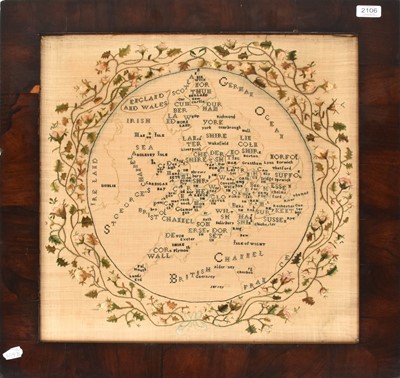 Lot 2147 - 19th Century Embroidered Map Sampler of...