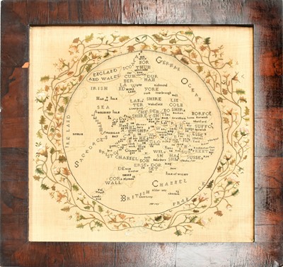 Lot 2106 - 19th Century Embroidered Map Sampler of...