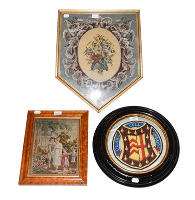 Lot 116 - A silk embroidered crest 'Clare Coll....