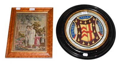 Lot 116 - A silk embroidered crest 'Clare Coll....