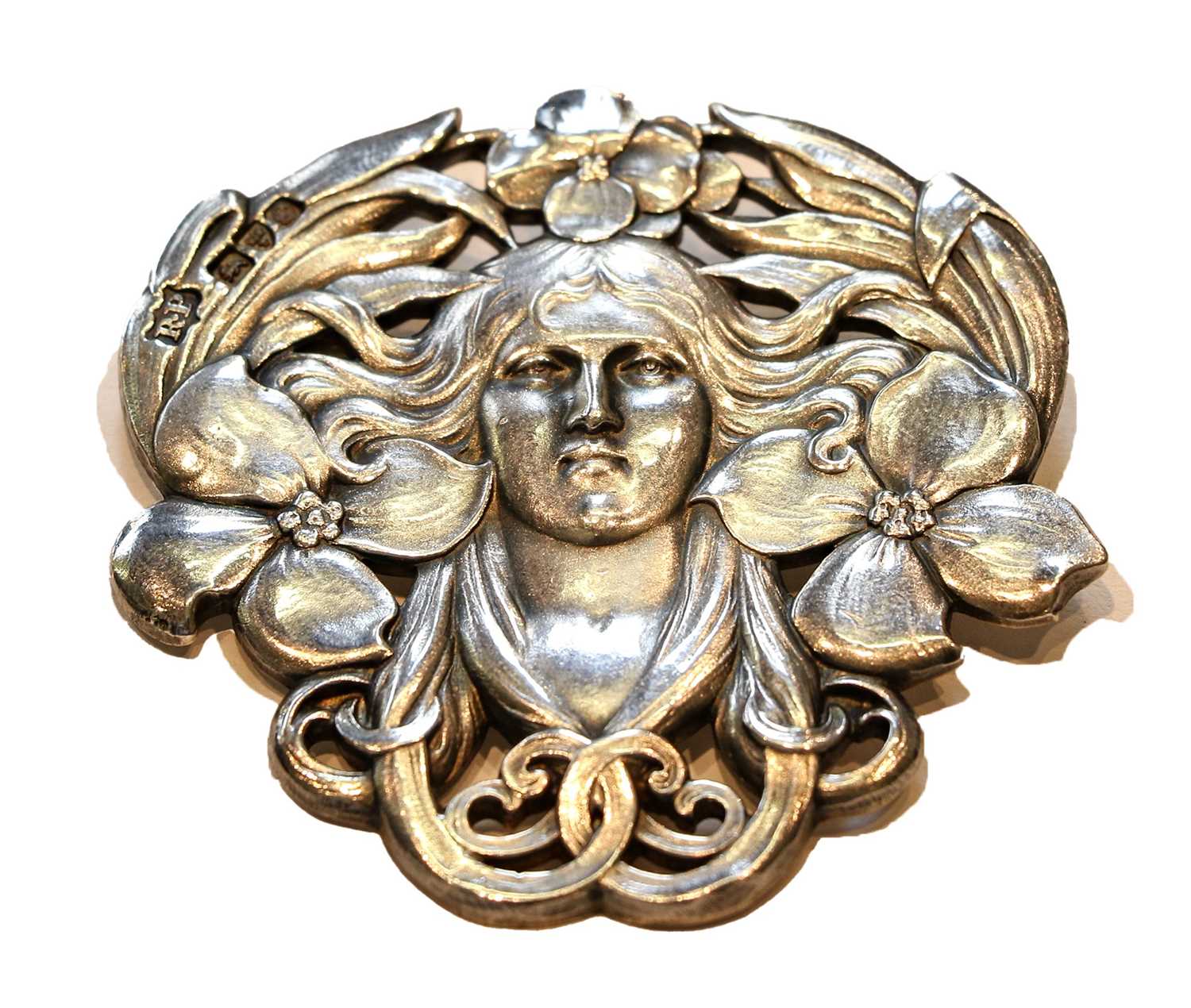 Lot 223 - An Art Nouveau style silver brooch/buckle,...