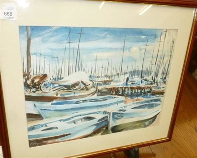 Lot 668 - Watercolour, harbour scene by Terry Mcglynn