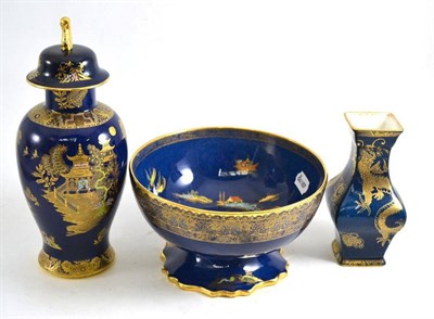 Lot 1 - Carlton ware bowl, Maling vase, Carlton ware vase and cover