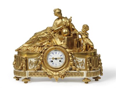 Lot 1028 - A French Ormolu and White Marble Striking Mantel Clock, signed Montecot, Rue de la Chaussee d'Antin