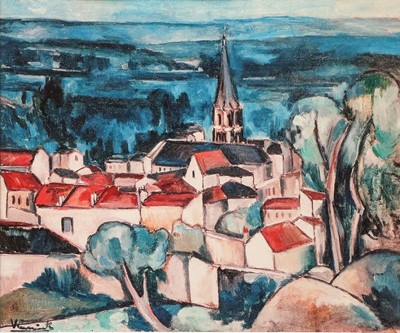 Lot 1194 - After Maurice Vlaminek, Town scene with spire,...