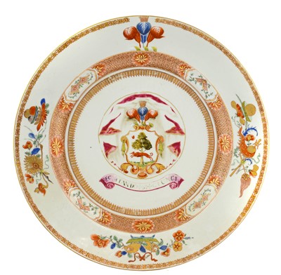 Lot 311 - A Chinese Armorial Porcelain Dish, painted in...