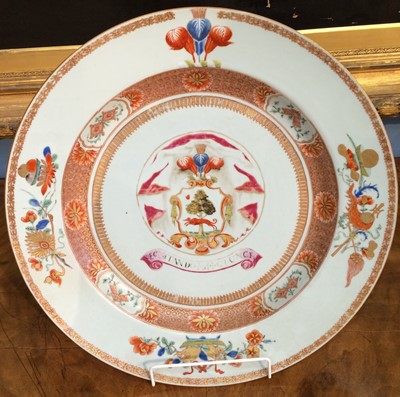 Lot 136 - A Chinese Armorial Porcelain Dish, painted in...