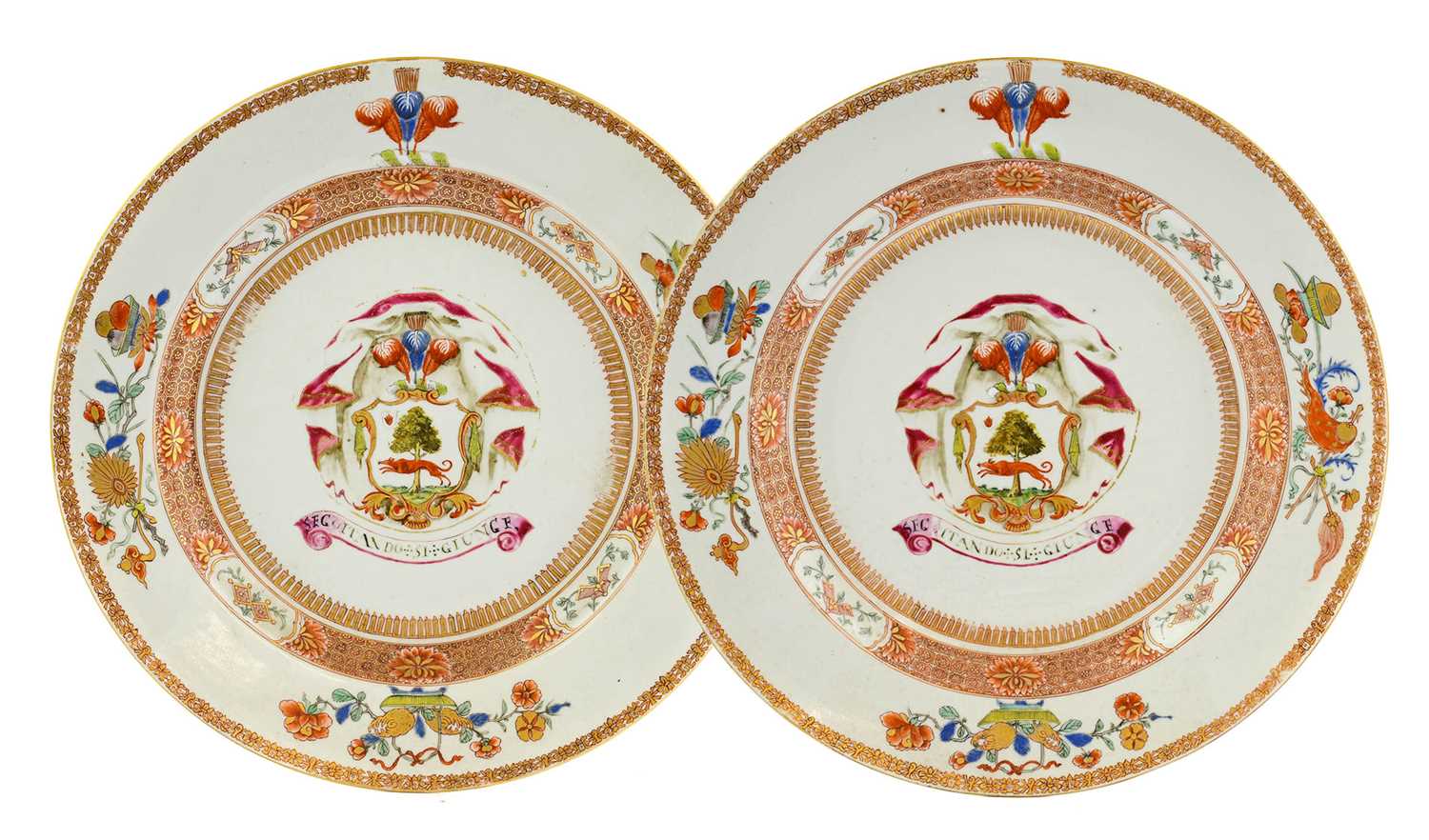 Lot 82 - ^ A Pair of Chinese Armorial Porcelain Dishes,...