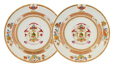 Lot 83 - ^  A Pair of Chinese Armorial Porcelain Dishes,...