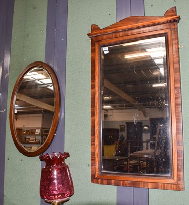 Lot 1437 - A mahogany framed wall mirror, together with...