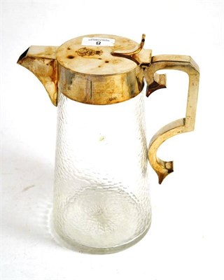 Lot 8 - Dimpled glass lemonade jug with plated mounts inscribed 'SC'
