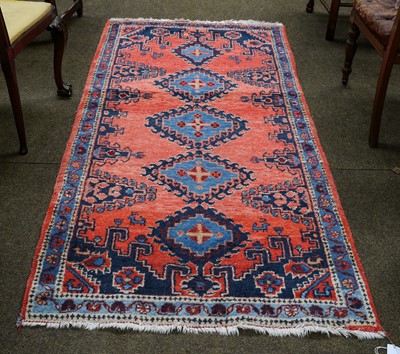 Lot 1016 - A Viss rug, the soft strawberry field with a...