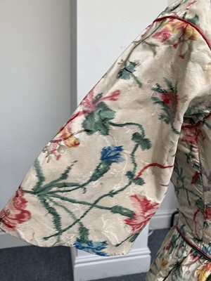 Lot 2018 - 18th Century Cream Silk Open Robe, with short...