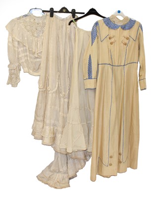 Lot 2053 - Edwardian Ladies' Costume, comprising a cream...