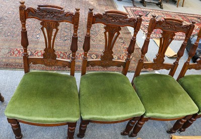 Lot 1252 - A set of five late Victorian carved chairs,...