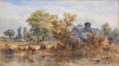 Lot 1163 - John Steeple (1823-1887) "Cottage with cattle...