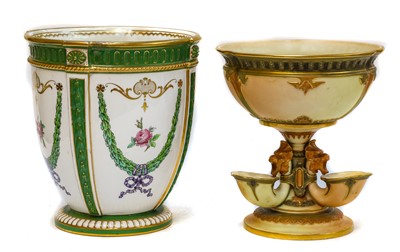 Lot 13 - A Royal Worcester blush ivory centrepiece, the...