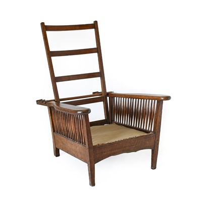 Lot 310 - An Arts & Crafts Reclining Oak Lounge Chair,...