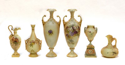 Lot 12 - A group of four Royal Worcester blush ivory...