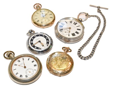 Lot 248 - A silver pocket watch with attached silver...