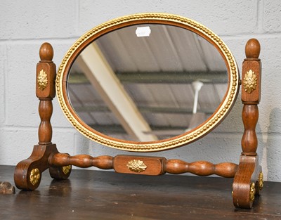 Lot 1443 - A parcel gilt oak framed dressing table mirror,...