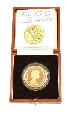 Lot 271 - Elizabeth II, Gold Proof £5 1981, obv. Machin...