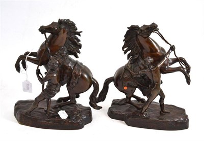 Lot 38 - Pair of bronze Marley horse groups