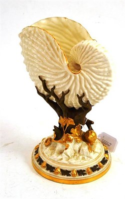 Lot 46 - Royal Worcester nautilus shell vase