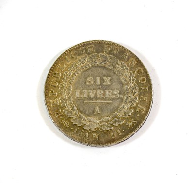 Lot 2150 - France, Silver Six Livres 1793, Paris Mint,...