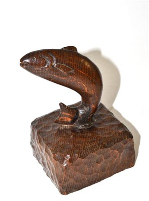 Lot 54 - A carved oak trout in Mouseman style