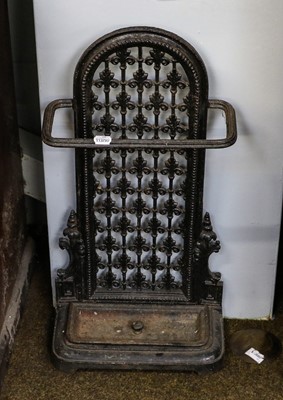 Lot 1323 - A small Victorian cast iron stick stand, the...