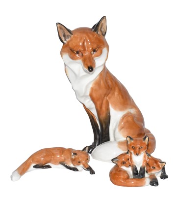 Lot 125 - Royal Worcester model of a seated fox number...
