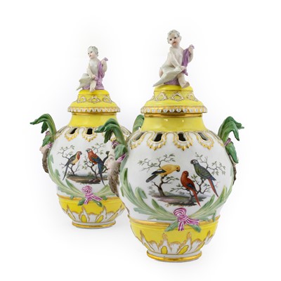 Lot 98 - A Pair of Berlin Porcelain Vases and Covers,...