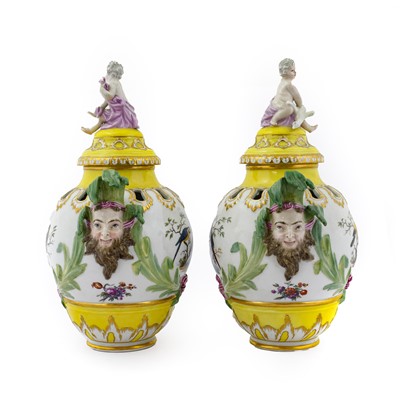 Lot 98 - A Pair of Berlin Porcelain Vases and Covers,...