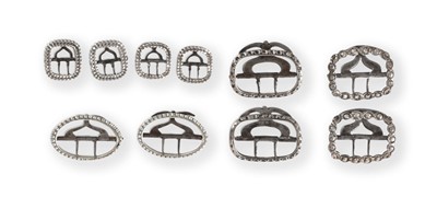 Lot 2202 - Five Pairs of George III or George IV Silver-Mounted Buckles