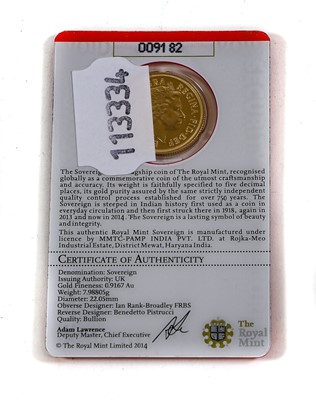 Lot 307 - ♦Elizabeth II, Sovereign 2014, obv....