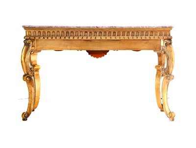 Lot 1411 - A marble top giltwood console table raised on...