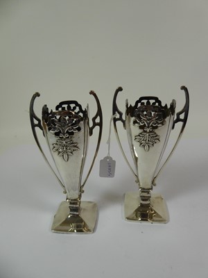 Lot 2178 - A Pair of Chinese Export Silver Vases